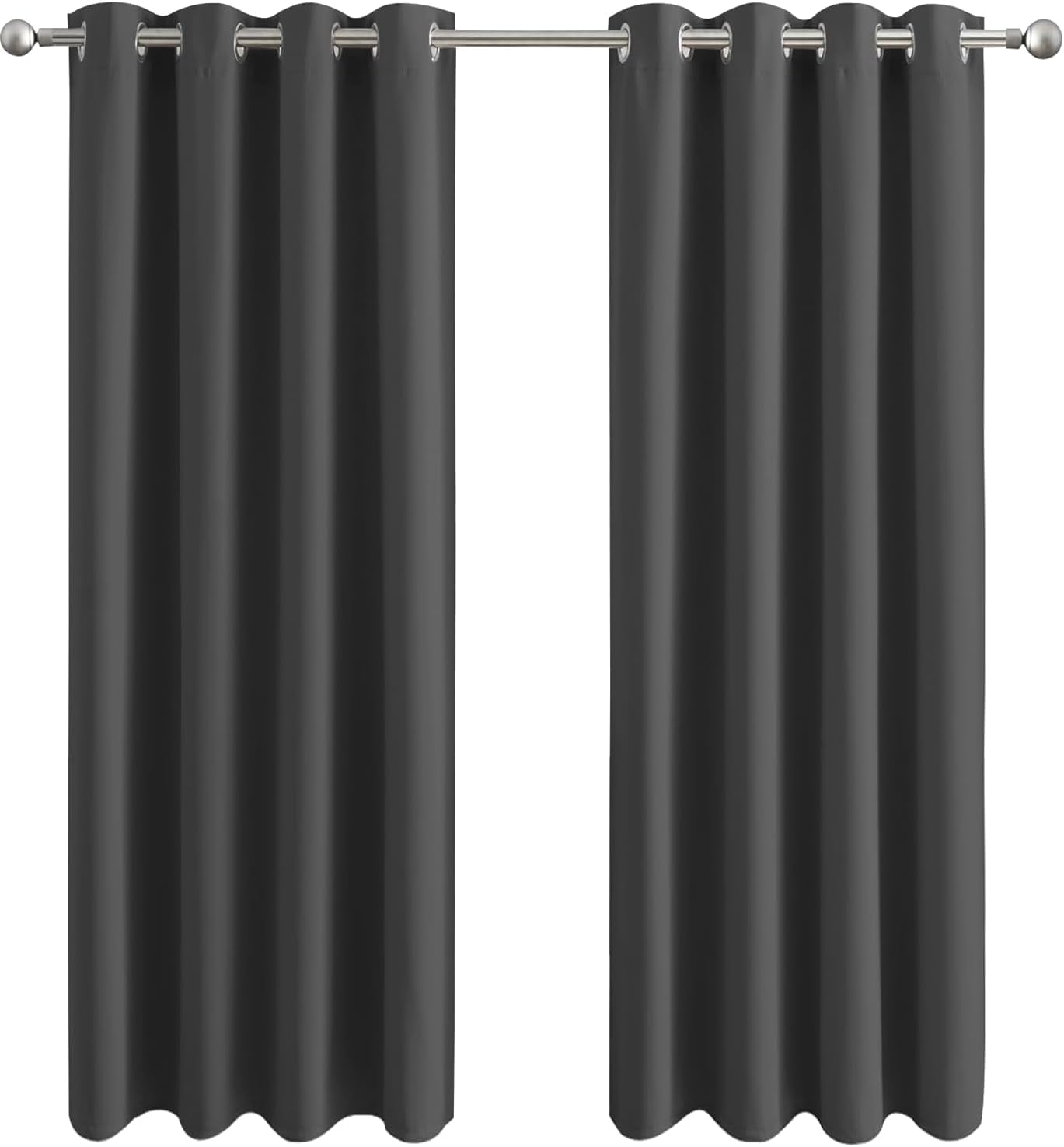 Aspire Homeware Grey Blackout Curtains For Living Room 46X72 Inch Eyelet Curtains For Bedroom Super Soft Privacy Curtain And Drapes 2 Panels With Tiebacks