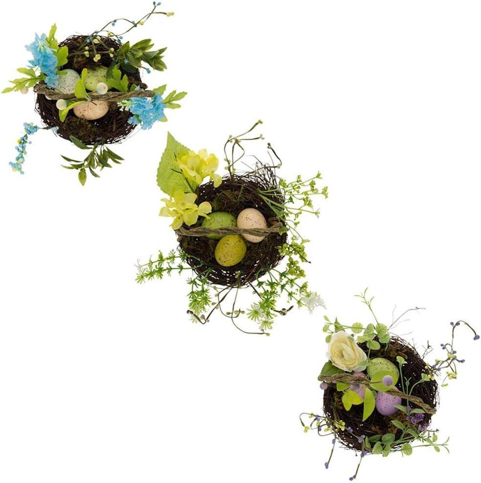 BestPysanky Set of 3 Easter Baskets with Eggs and Spring Flowers