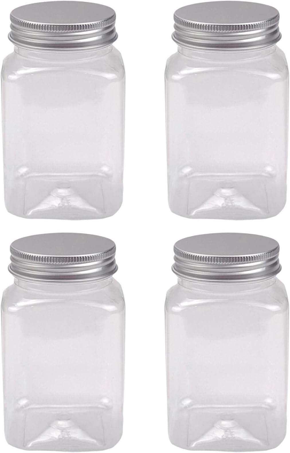 4Pcs Plastic Bottles Food Storage Bottles with Lid Bulk Beverage Containers for Storing Candy Beans Nut Transparent 420ML One Size