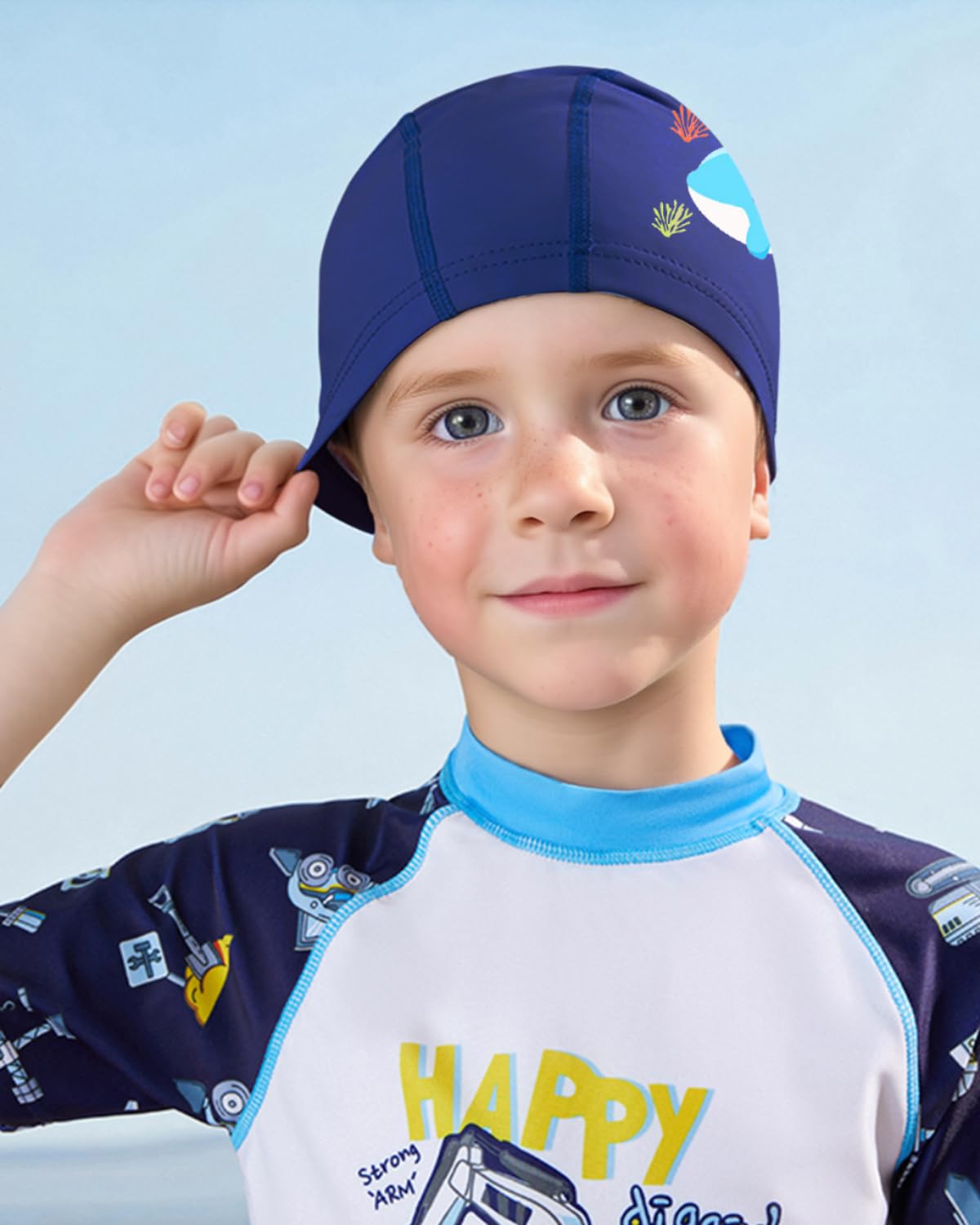 Cuffia Piscina Bambina, Cuffie Nuoto Bambino, Bambini 4-9 Anni, Cuffia da Nuoto, Materiale PU