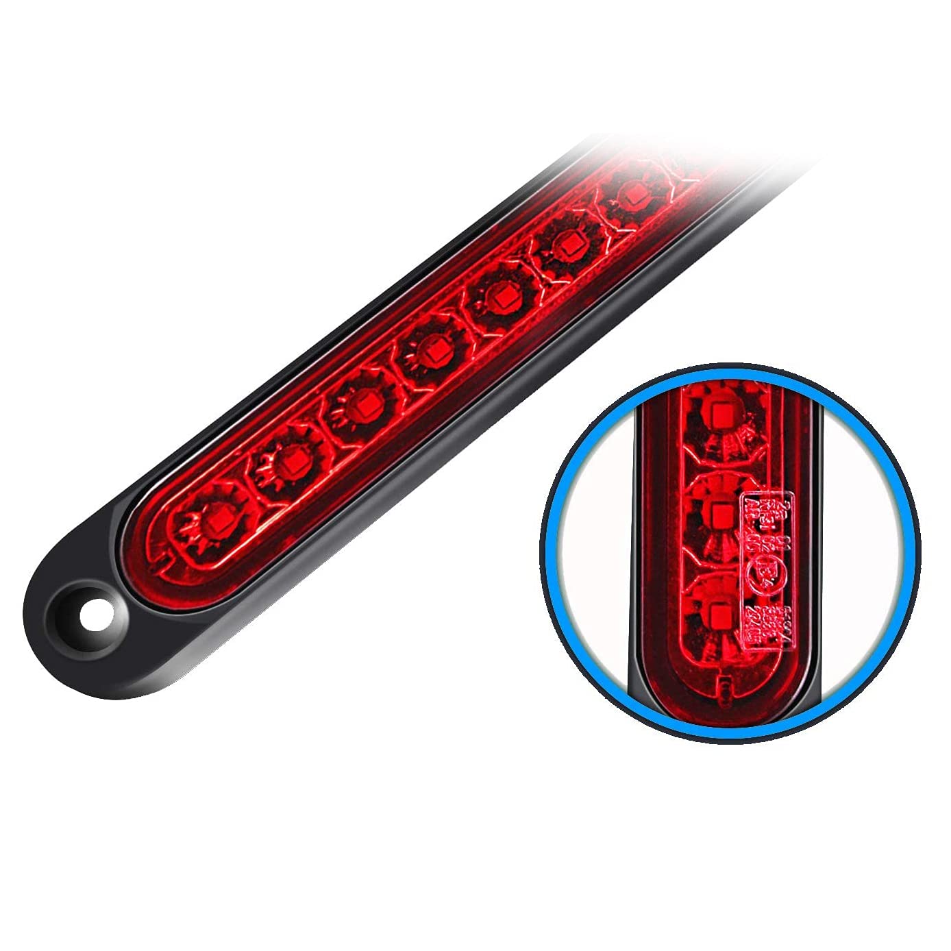 Lanko 2PZ 10 Pollici 15 LED Luce per Rimorchio LED Stop Turn Posteriore Terza Barra del Freno Striscia per Camion per Barche Pesanti Rosso