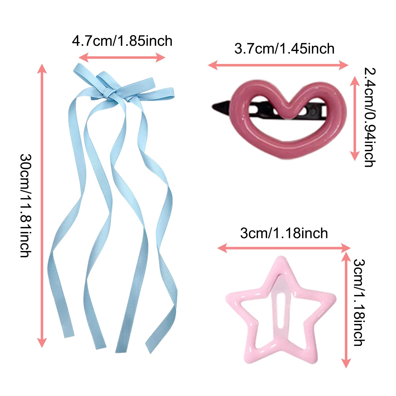 KASESSS 24 Pcs Hair Clips Women and Girls, Heart and Star Hair Clips Set - Image 2