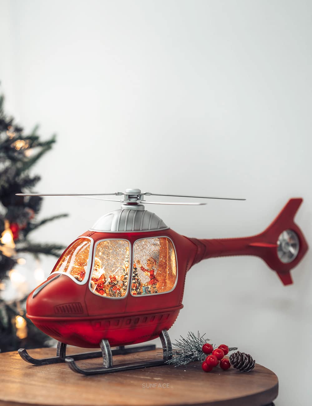 Amazon｜ミュージカル クリスマス スノードーム ヘリコプター プロペラ