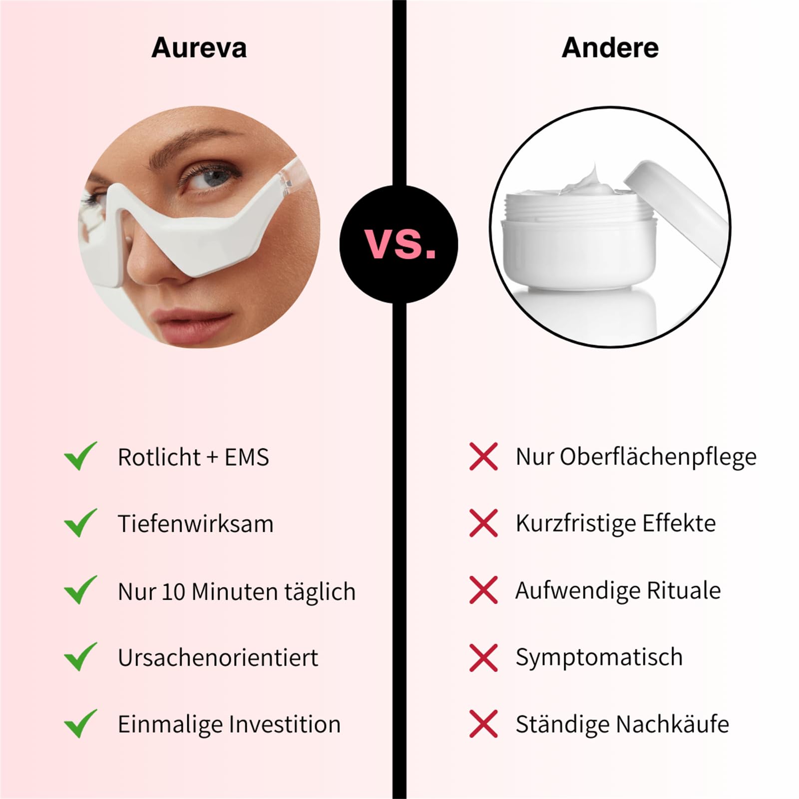 stellaura Aureva - Verjüngende Rotlicht-Therapie für strahlendere Augenpartie Rotlicht Augenmassagegerät zur Faltenreduzierung und Augenverjüngung