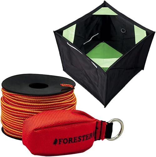 FORESTER Arborist Kit de línea de tiro y paquete de cubo, bata de poliéster elegante con bolsa de tiro ponderada y práctico cubo de almacenamiento