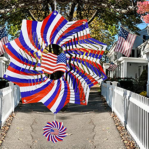 Wind Spinners Home Garden Decor, Patio Yard Backyard Outdoor Art Outside Decorations 3D American Flag Metal Stainless Steel Decoration 12＂Wind Spinner Gifts For Lawn Hanging Pinwheels Crafts Ornaments #TOP4