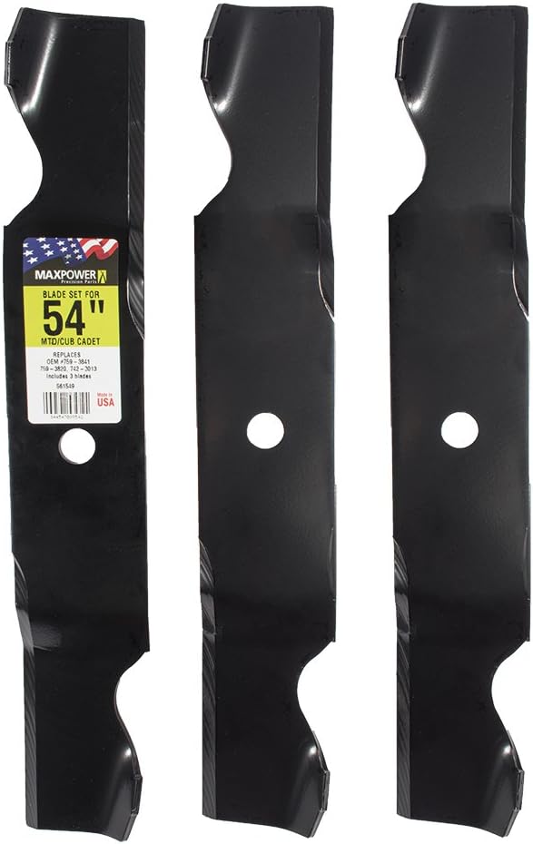 Maxpower 561549B 3-Blade Set for 54" Cut MTD, Cub Cadet, Troy-Bilt Replaces 742-3013, 759-3820, 759-3841, Black