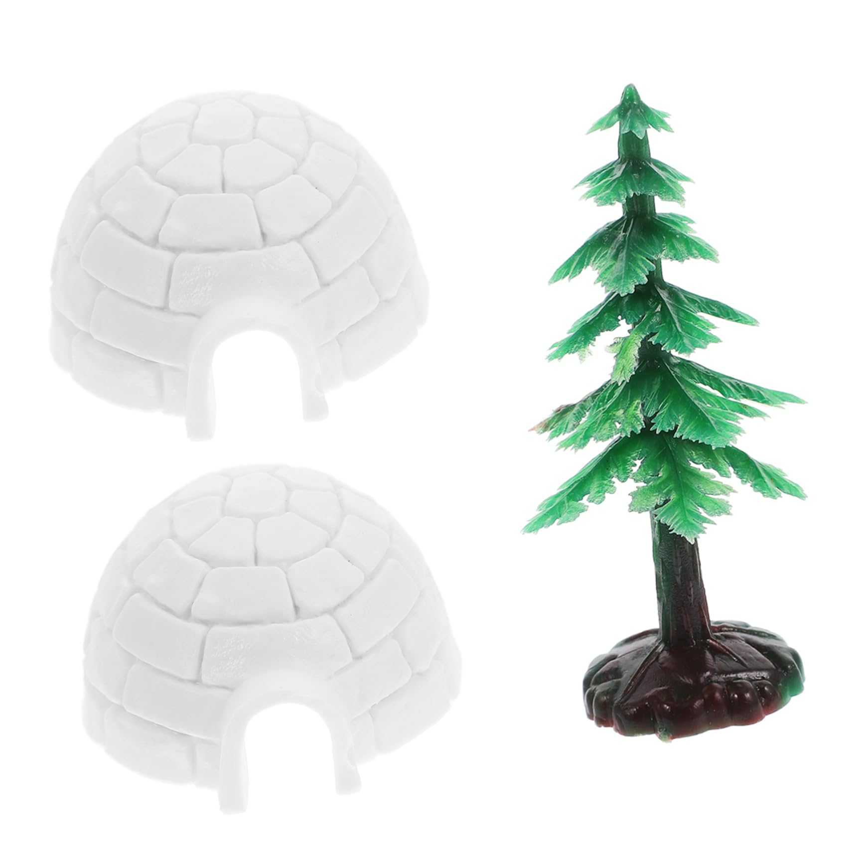 Garneck 1 Set Miniature Ice House Model with Xmas Tree Realistic Building Decor for Desktop Bookshelf Christmas Table Landscape Durable