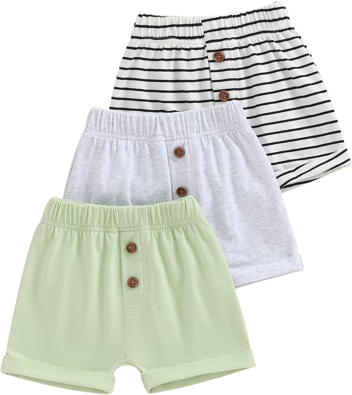 Toddler Baby Boy Shorts 3-Pack Elastic Waist Casual Pull On Cotton Shorts 12M 18M 2T Jogger Shorts for Kids