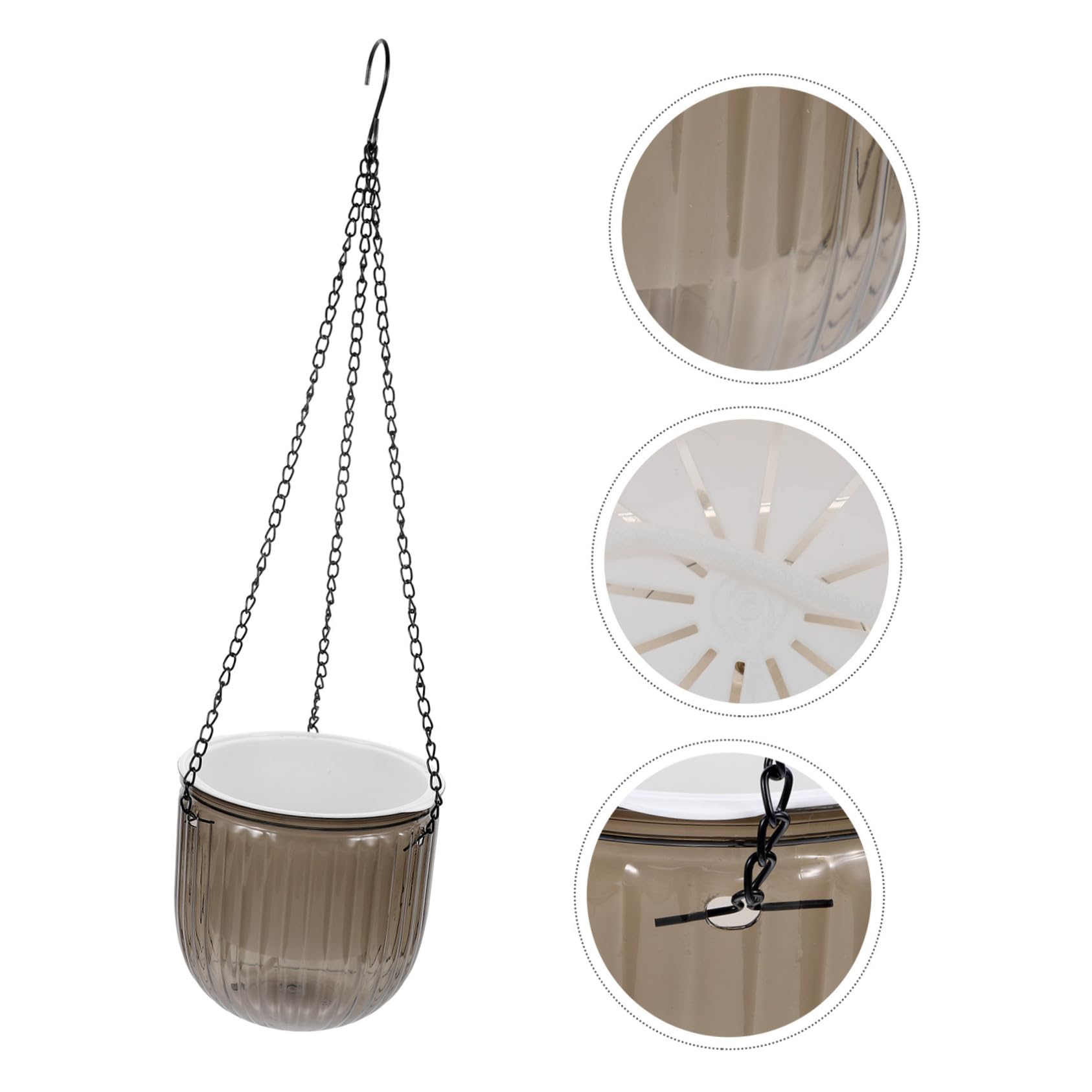 POPETPOP 2 Pièces Pots de Fleurs Suspendus Auto Arrosants de Jardinières pour Intérieur Extérieur Design à Double Irrigation Automatique Couleur Grise Plusieurs Styles