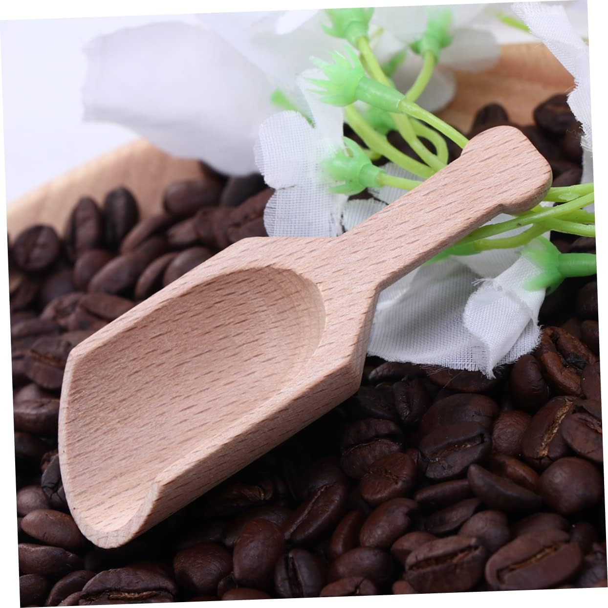 Flat Handle Teaspoon Scoop Pcs Wooden Salt Shovel for Teaware Tea Shop Restaurant