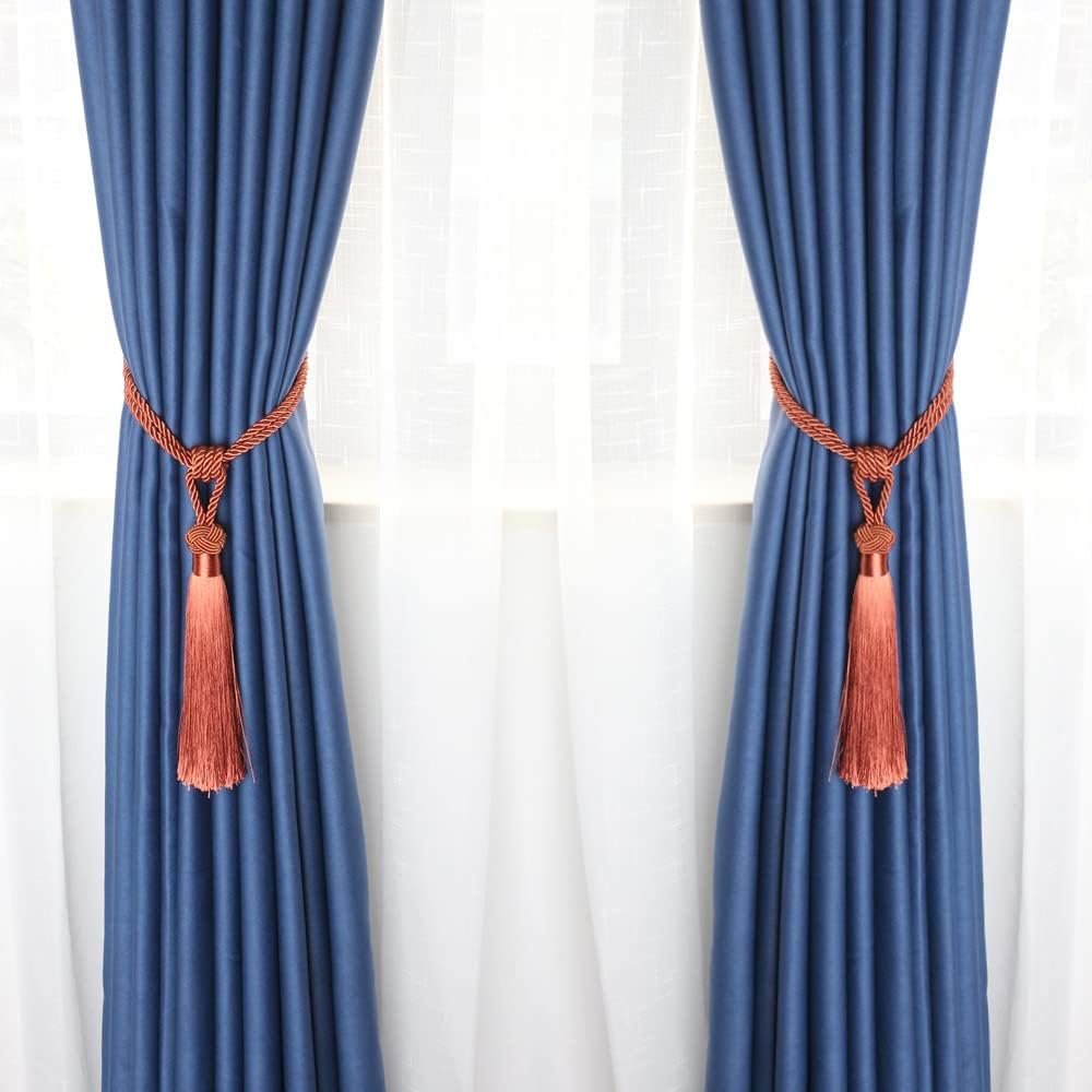 FMURY Curtain Tieback Holder Handmade Curtain Accessory Fringe Hanging Ball Tie Back Window Drapery Tassel(E)