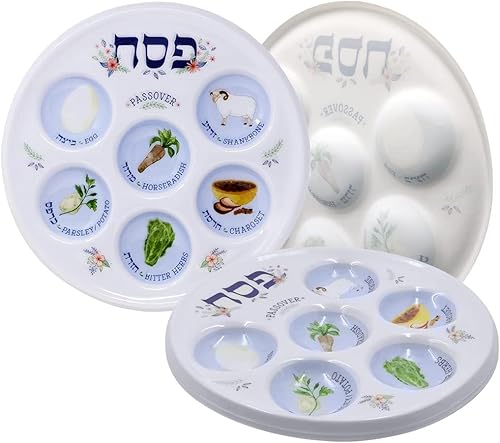 Miniatura 13 de The Dreidel Company Classic Seder Plate - Plato desechable para seder, paquete de 2 platos desechables de plástico de calidad de lujo de 10 pulgadas