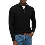 Superdry Men's Wool Blend Half Zip Jumper, Black, XL