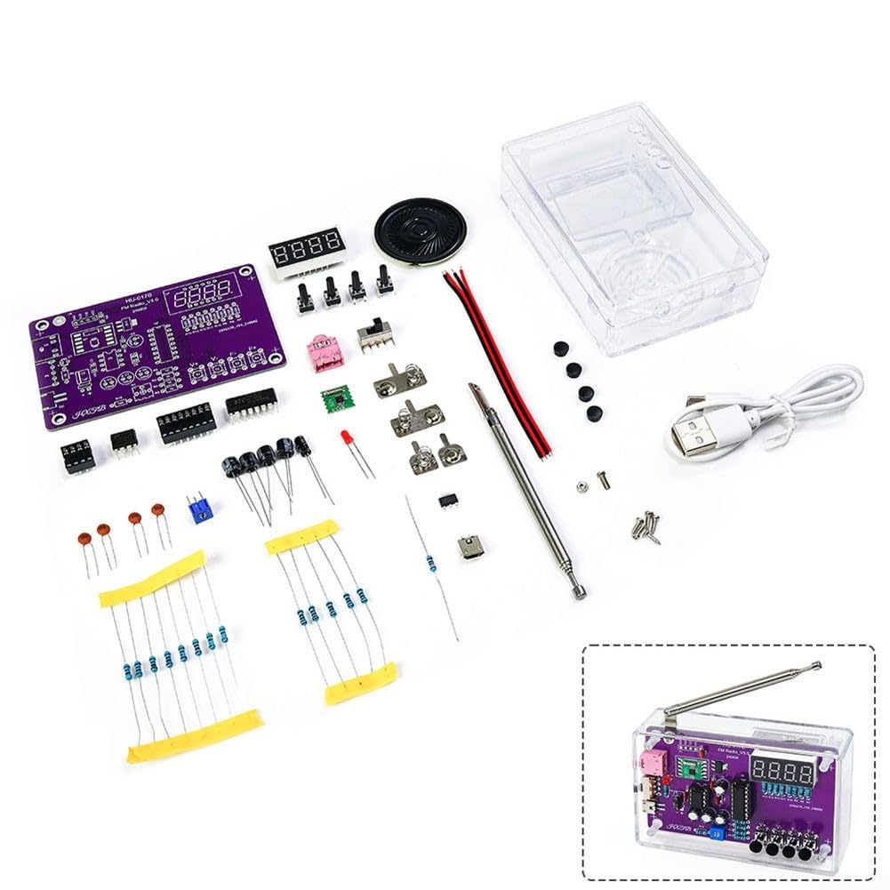 Kit Ricevitore Radio FM Elettronico Fai da te con Kit di Saldatura e Custodia