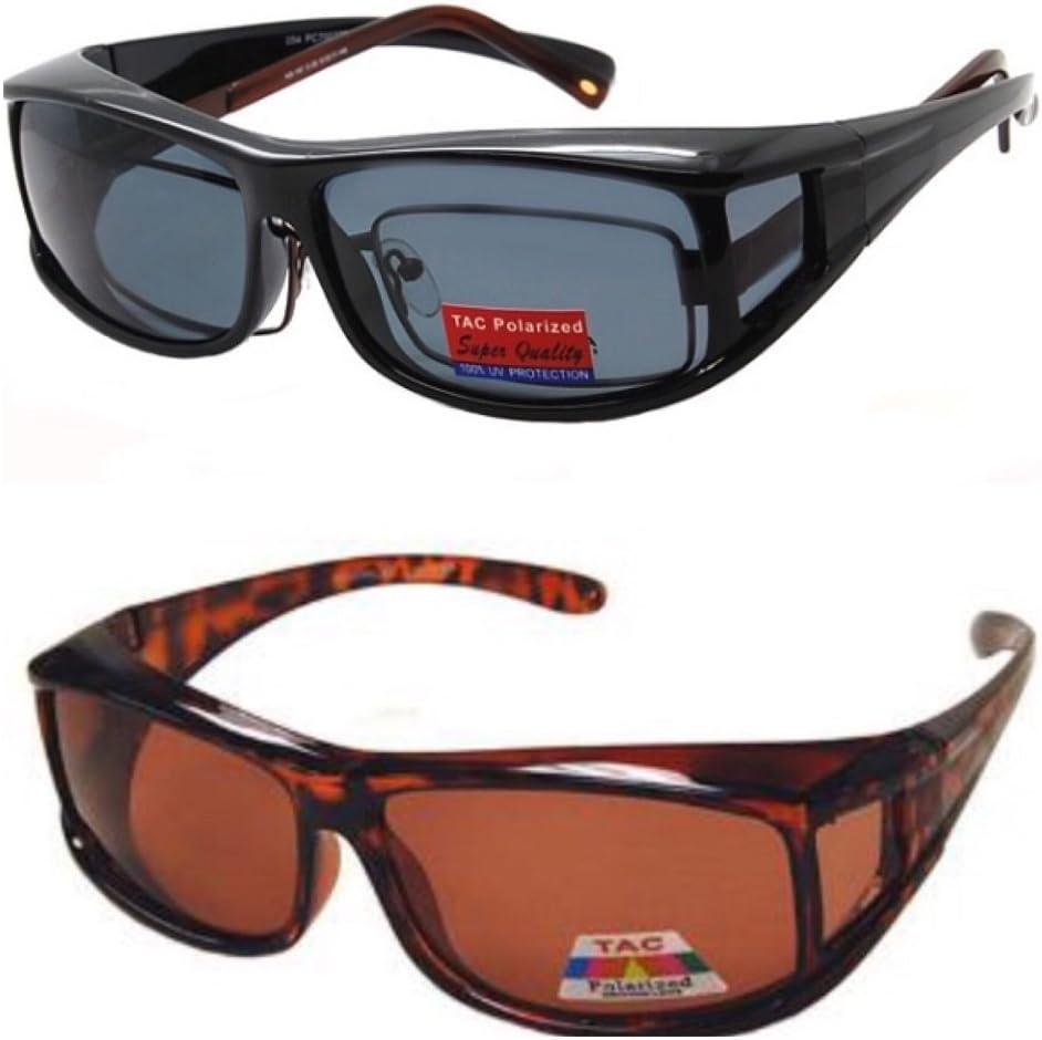 2 Pair Polarized Fit Over Wear Over Reading Glasses Lens Cover Sunglasses
