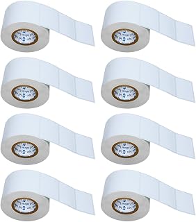 VCR 2 x 1.5 Direct Thermal Barcode Label Sticker - 2 x 1.5 inches - 50mm x 38mm - 1000 Labels Per Roll - Pack of 8 Rolls - White Self Adhesive Sticker for Printing Barcoding Labels 1 inch core