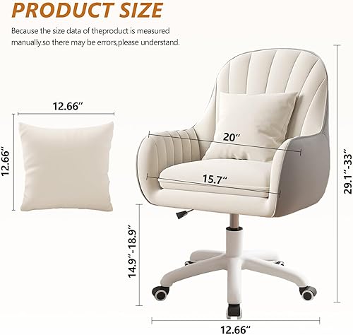 Miniatura 2 de Silla de oficina linda para el hogar, silla de escritorio tapizada en terciopelo con respaldo medio giratorio ajustable, silla de computadora de