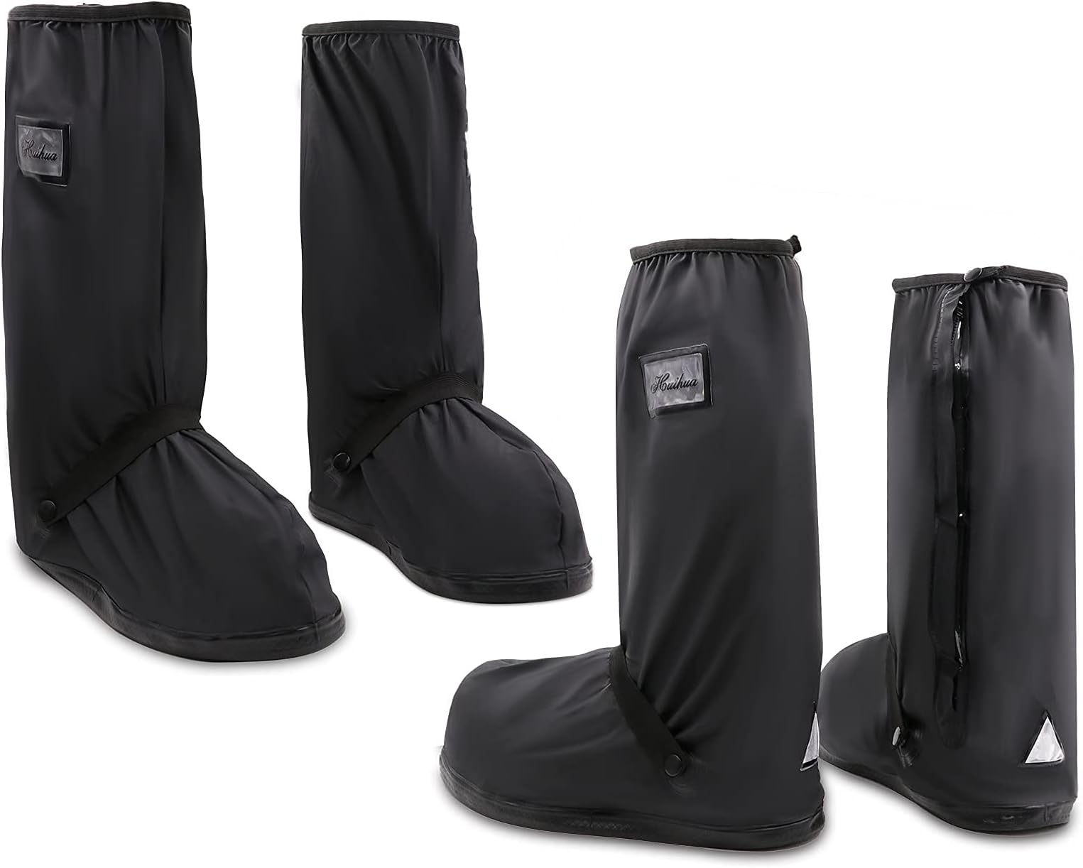 MAGICDESIGN 2 Pair Black Waterproof Shoes Covers, Motorcycle rain Gear for Men, Anti- Snow Rain Boot Covers with Reflector, Suitable for Gardening, Motorcycle, Cycling, Raining Day.