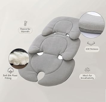 Infant Car Seat Insert Baby Stroller Newborn Insert Pram Liner Buggy Pushchair Seat Liner Soft Cosy Plush & Mesh Seat Cushion Reversible