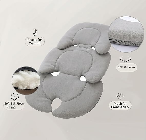 Infant Car Seat Insert Baby Stroller Newborn Insert Pram Liner Buggy Pushchair Seat Liner Soft Cosy Plush & Mesh Seat Cushion Reversible