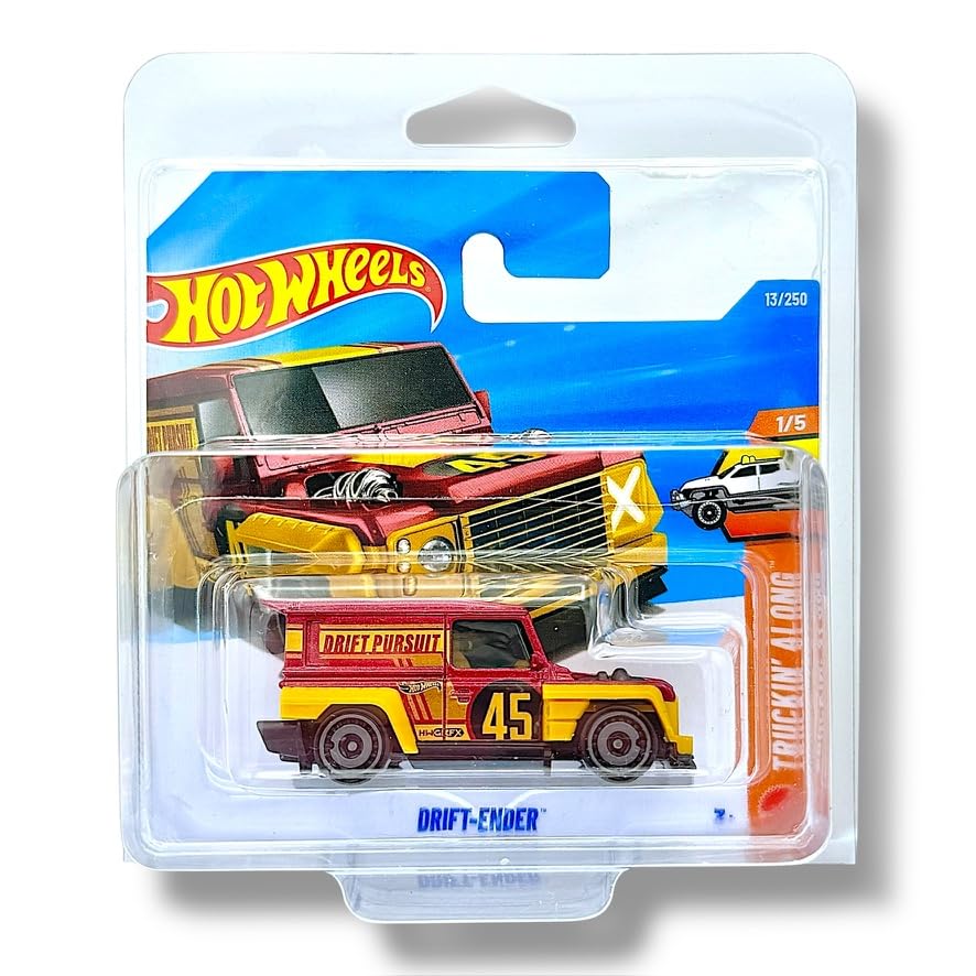 Hot Wheels Drift-Ender (Red, Yellow & Black) 1/5 Truckin' Along - 2026-13/250 (Short Card) - includes a KLAS Car Keeper Protector Case - JJH90