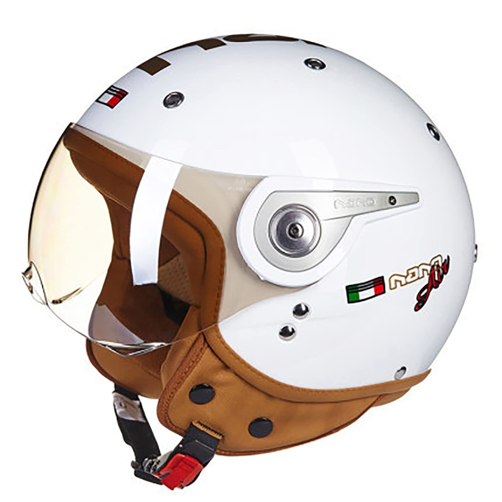 3/4 Open Motorhelm Retro Vintage Stijl Jethelm Motorhelm Met Zonneklep Bromfiets Scooterhelm, Halve Helmen ECE-Gecertificeerd Voor Jonge Mannen Vrouwen D,XL=60-61CM