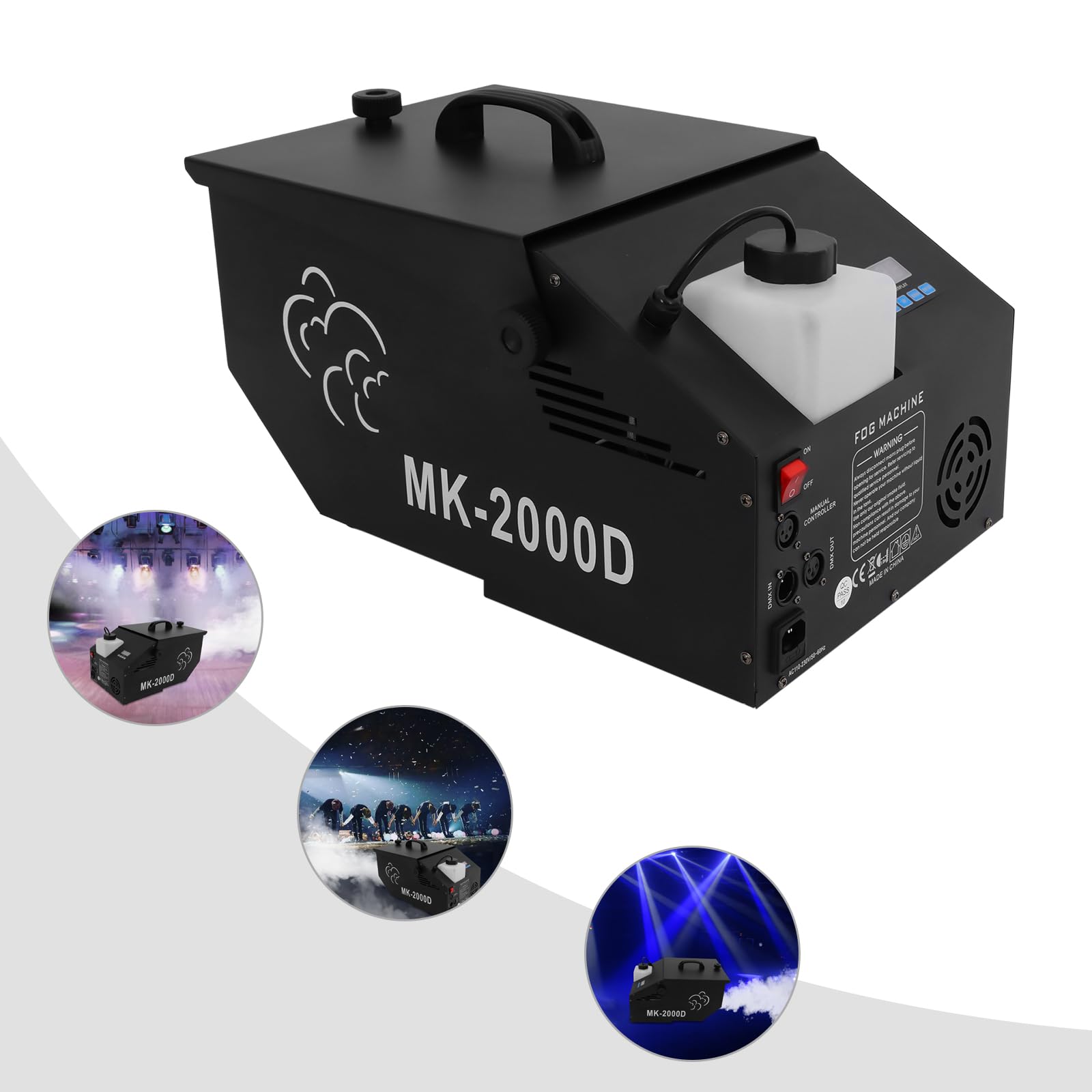 DMX - Macchina per fumo, 0,5 l, per palcoscenico, nebbia, 1200 W, con telecomando senza fili, per feste, Halloween, matrimoni, Natale, spettacoli