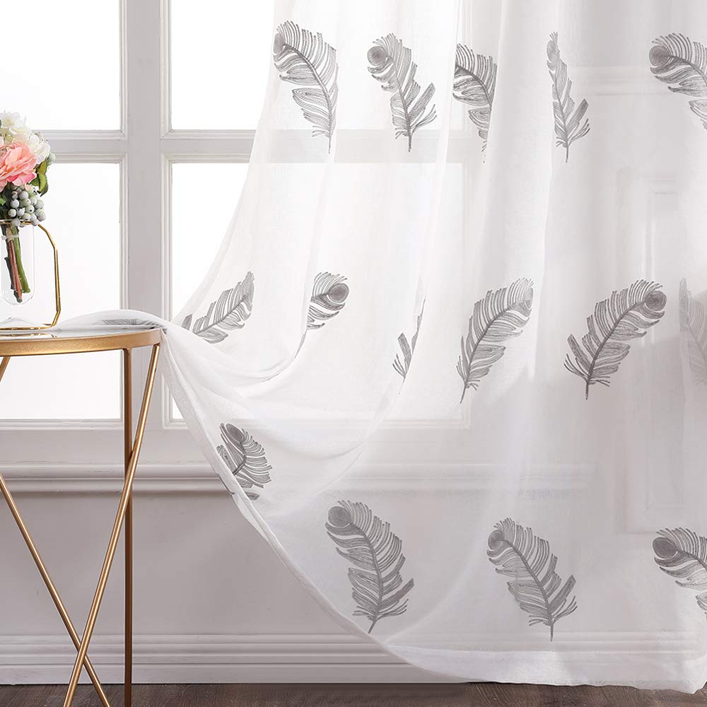 MIULEE Voile Tende Trasparenti con Occhielli Sfumato Verticale Tenda per Finestra per Soggiorno e Camera da Letto 2 Pannelli 140 x 145 CM Viola