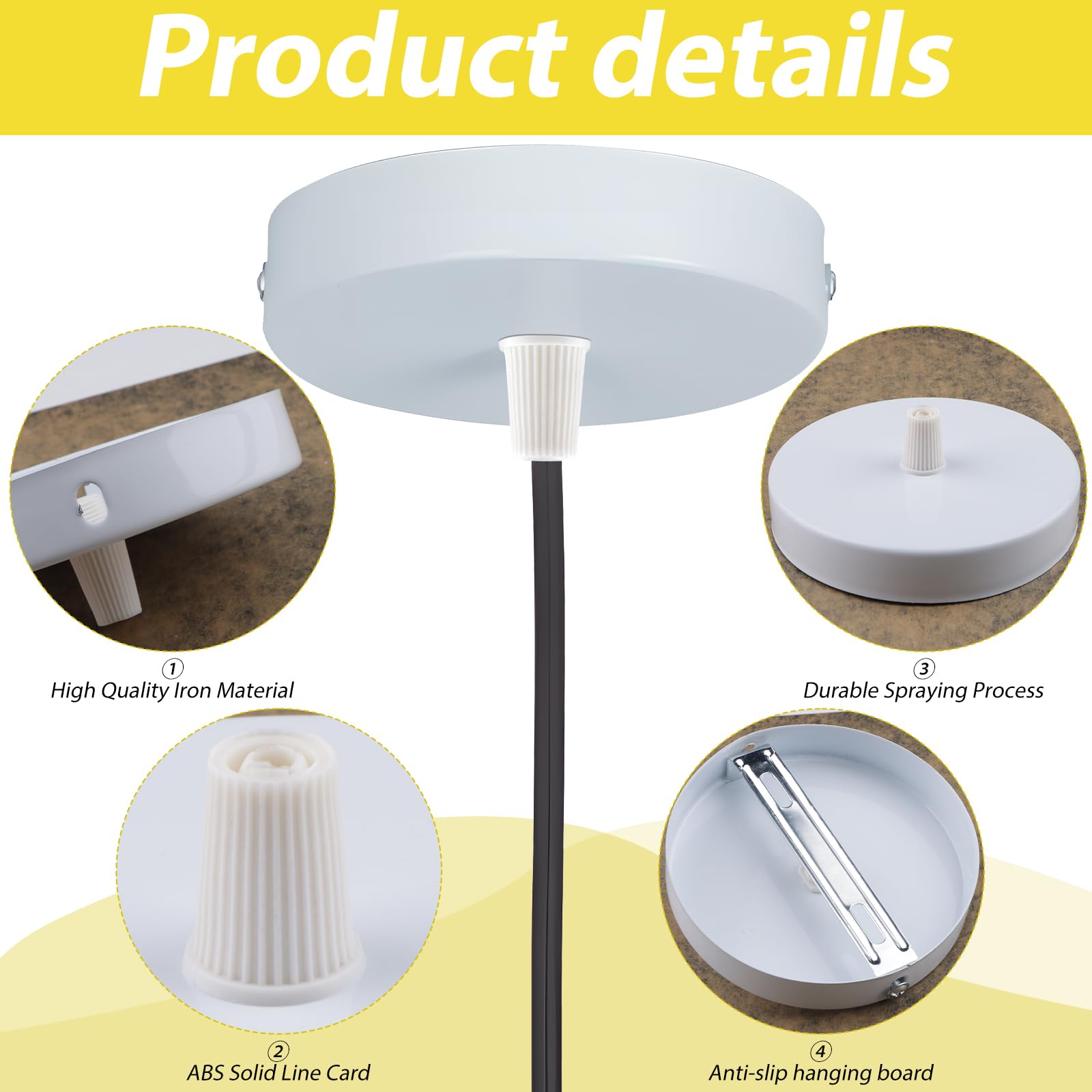 Rosone Per Lampadario Da Soffitto - 2 Pezzi, Metallo Bianco, Ø100mm, Design Moderno Per Interni - Foto 8