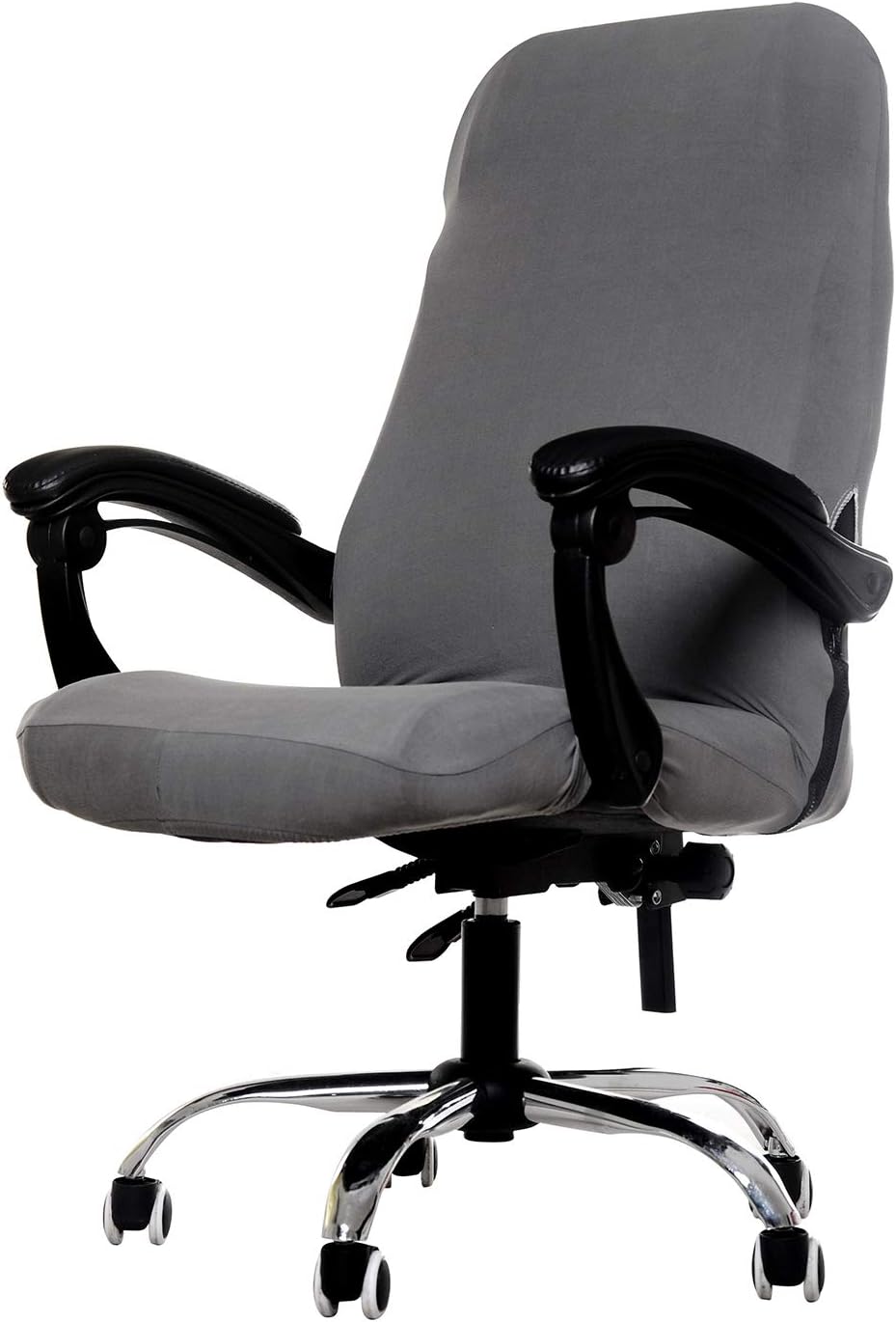 WOMACO Printed Office Chair Covers, Stretch Computer Chair Cover Universal Boss Chair Covers Modern Simplism Style High Back Chair Slipcover (Gray, Large)