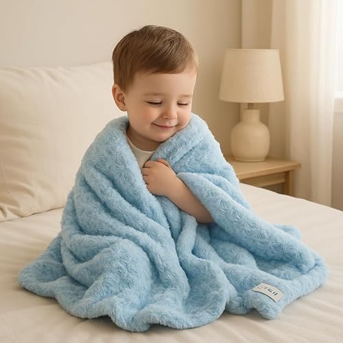 Miniatura 8 de Manta para bebé de Rosebud - Manta de lujo para bebé, esponjosa y cálida - Manta galardonada y acogedora para bebés de invierno (azul, cuna de 30 x