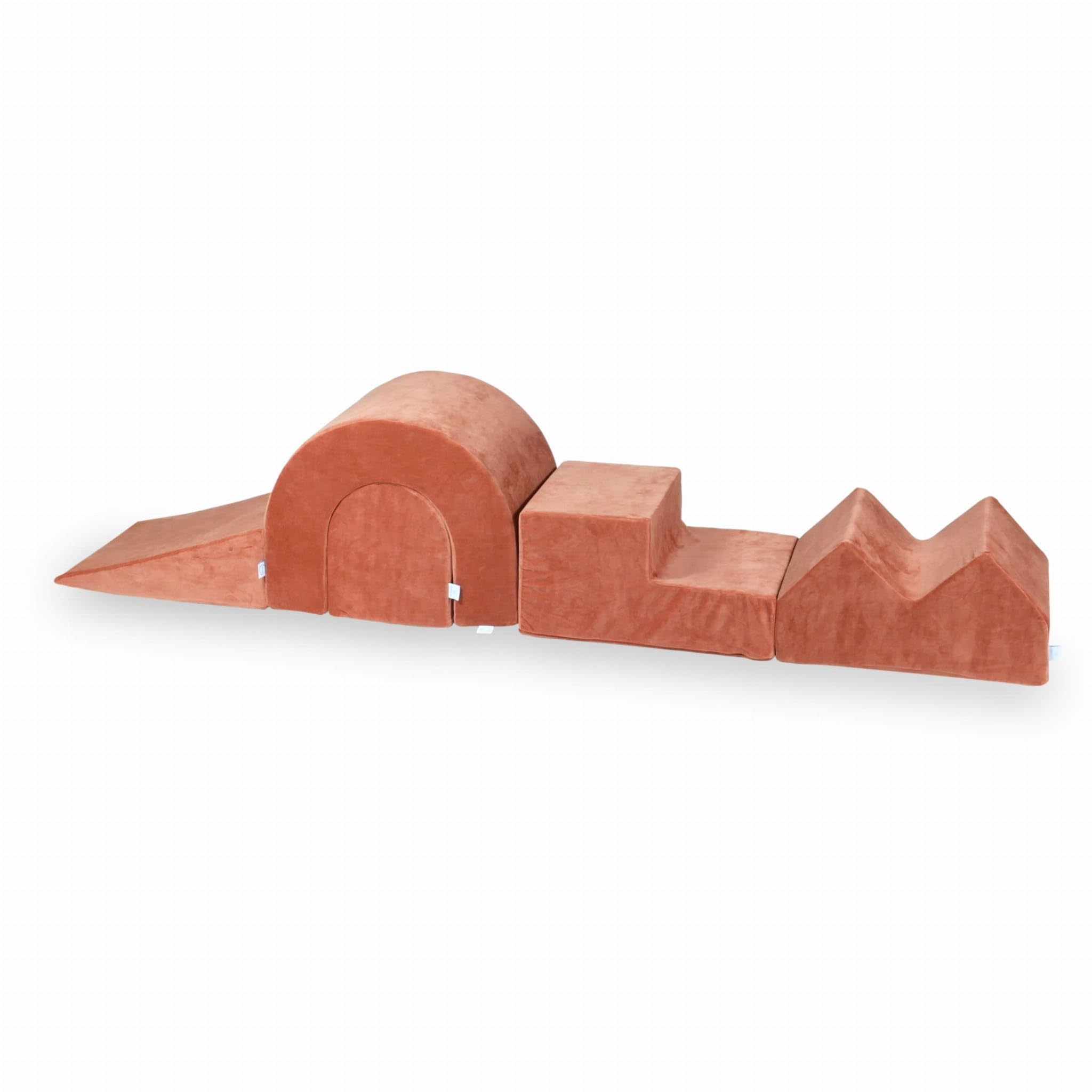 Mimii Parco giochi in schiuma Velvet Soft Canyon Clay, 5 elementi, grandi mattoncini da costruzione per gattonare e arrampicare, morbidi mattoncini da gioco per neonati e bambini, giocattolo motorico