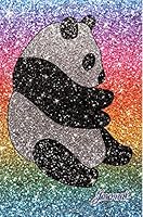 Journal: Faux rainbow glitter black silver glitter panda bear notebook 1721607102 Book Cover
