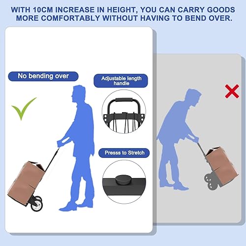 Miniatura 6 de LEVORY J Carro de mano plegable y carro, carrito de aluminio mejorado de capacidad de 200 libras, carrito portátil de mango extendido para viajes,