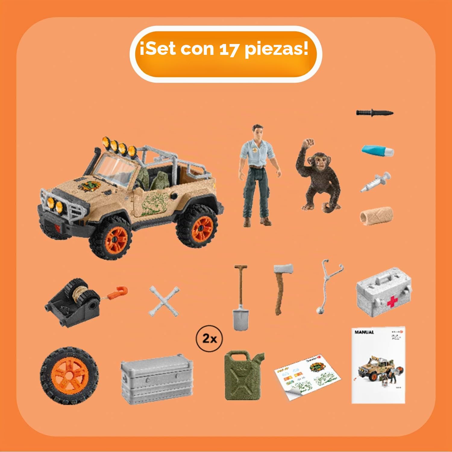 Schleich Este Set de Wild Life es Adecuado para niños aventureros a Partir de 5 años.