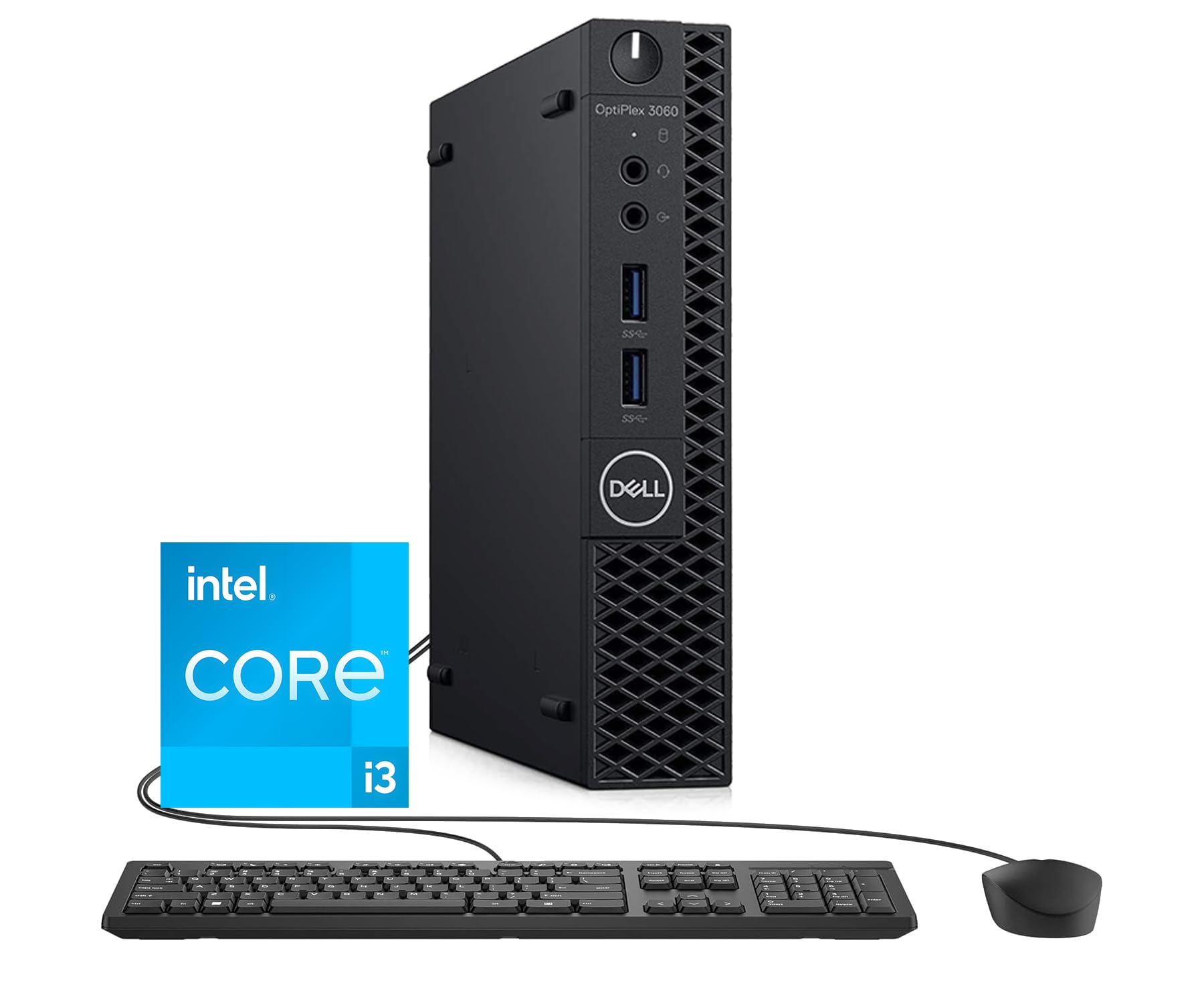 Dell Optiplex 3060 Mini ordinateur PC Intel Core i3-8100, 8 Go de RAM, 256 Go SSD, clavier américain QWERTY, WiFi, Bluetooth, Windows 11 Pro (renouvelé)