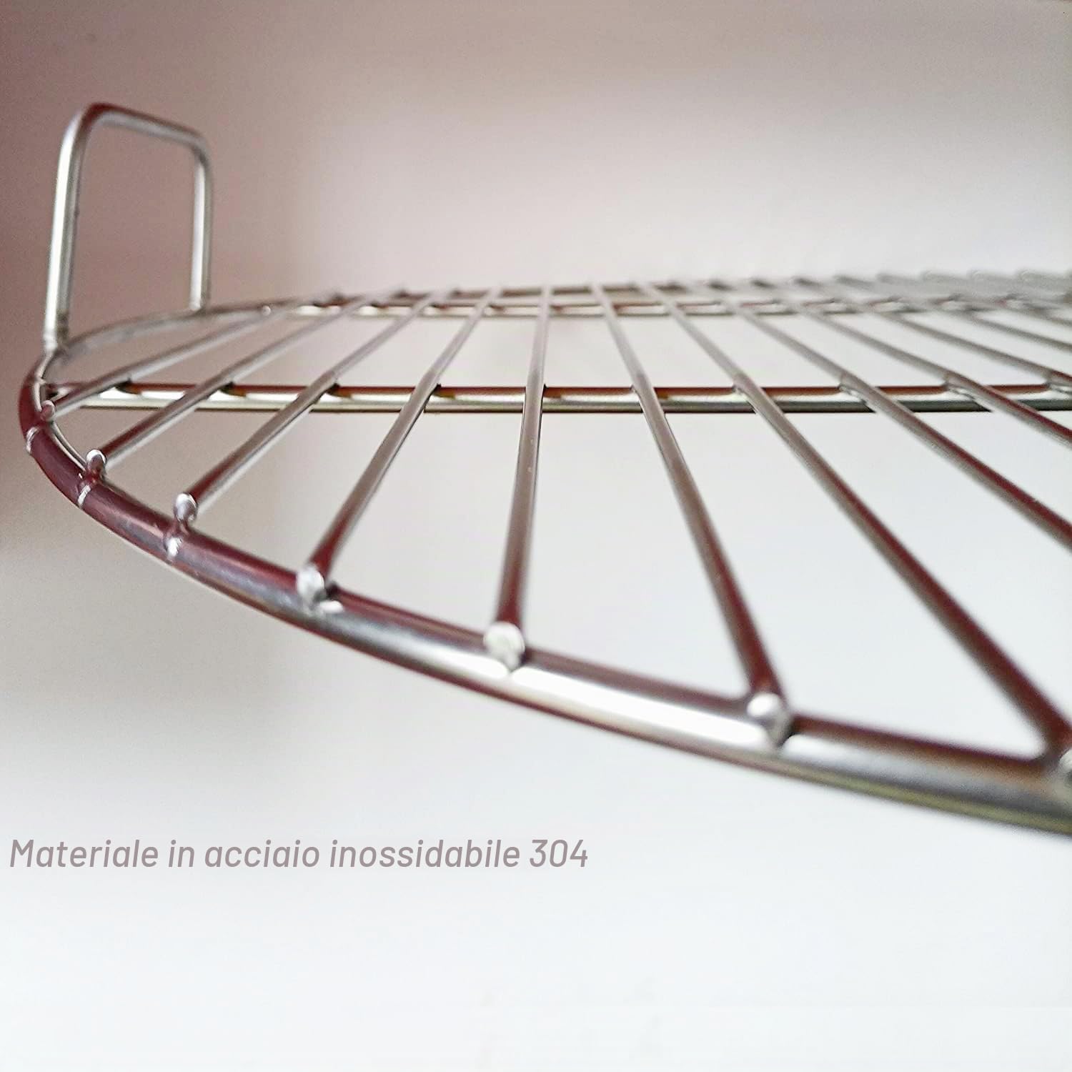 Griglia Rotonda in Acciaio Inossidabile 304,con pinze per Barbecue, Diametro 44,5 cm, Adatta per Barbecue Weber Ball da 47 cm, Carbone di Legna, griglia Rotonda Portatile