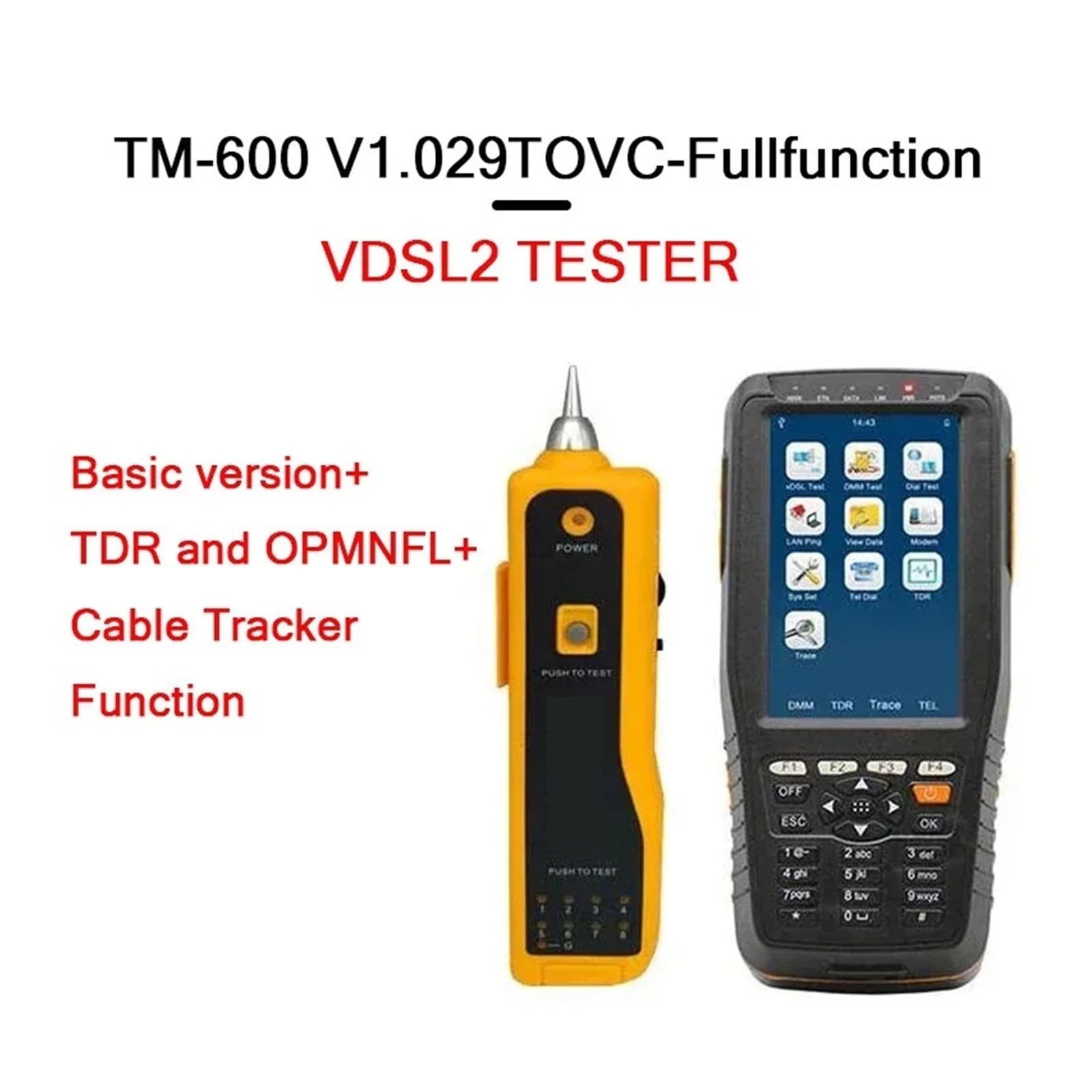 Palmare TM-600 VDSL ADSL OPM VFL TDR Tone Tracker Tester Line Test Equipment Tracker cavi con display digitale LCD Alta sensibilità, basso errore(TM-600OV VDSL)