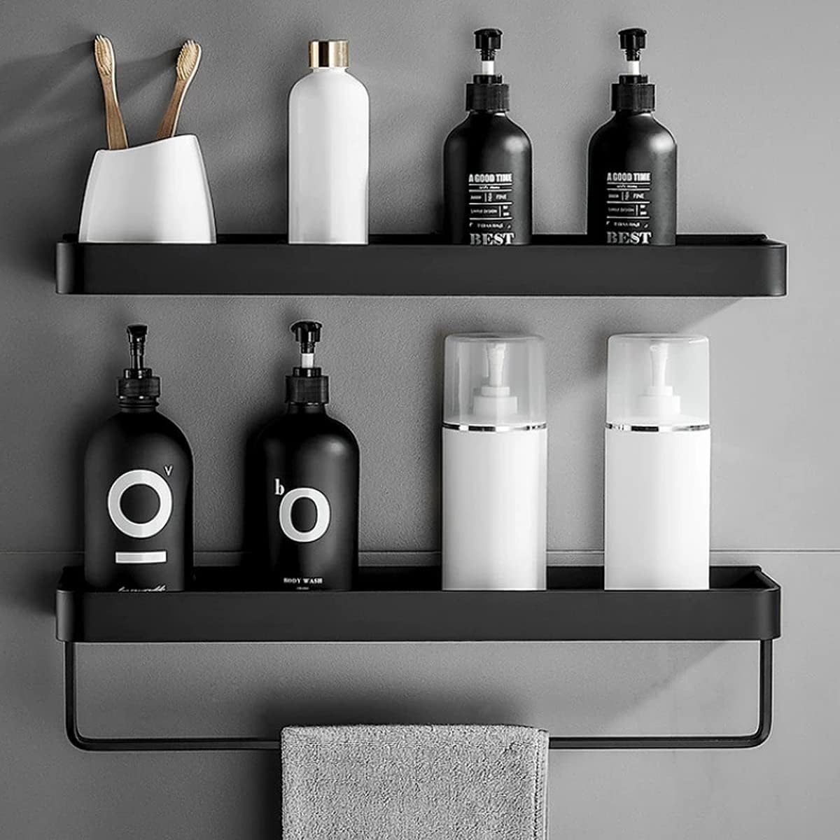 Dreamer Shower Caddy,Shower Shelf with Adhesive,Shower Caddy Shelf Organizer with Towel Bar shower organizer for Bathroom, Kitchen 2pack