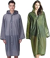 Cosowe Reusable Rain Ponchos for Adults Women Men - 2 Pack Waterproof Raincoats with Hood for Disney Camping Hiking Family Use