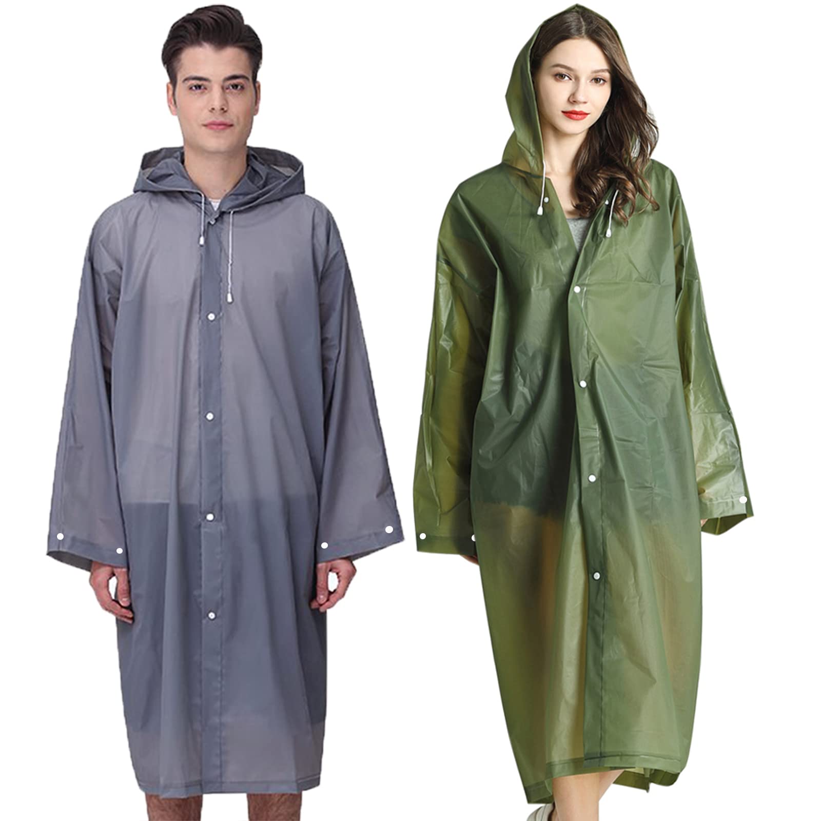 Cosowe Raincoats Rain Poncho for Adults, 2 Pack Reusable Rain Jacket Rainwear Emergency for Women Men with Hoods and Sleeves, Waterproof for Outdoors, Camping, Disney