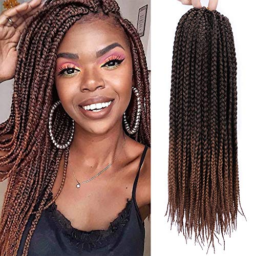 Stamped Glorious 6 Packs 18 Inch Straight Box Braids Crochet Hair Extensions Black Color Crochet Box Braids Synthetic Small Box Braids Hair Extensions (1B/30) 2 Review 10 star