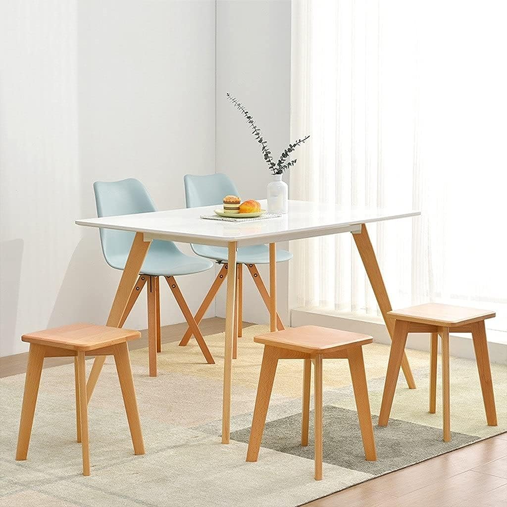 Minimalist Fashion Creative Adult Small Bench Household Square Stool Solid Wood Stool Fashion Dressing Stool for Living Room Bedroom Kitchen Casual/Natural Wood Color