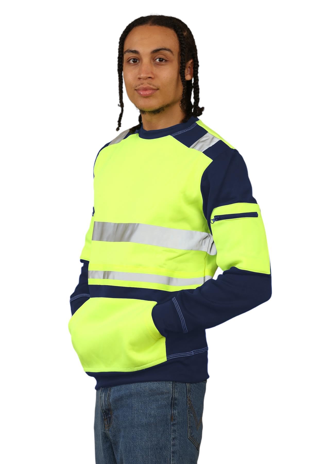 Sudadera de alta visibilidad para hombre, informal, reflectante, de alta visibilidad, para el trabajo, para niños, de forro polar, para el trabajo y la seguridad