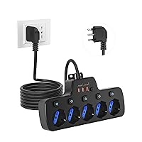 Ciabatta Elettrica Multipresa con Interruttore e USB C PD20W Ricarica Rapida,5 Posti