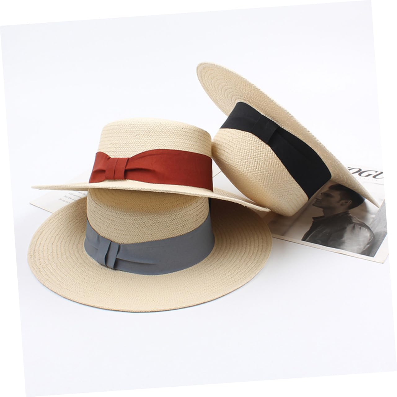 GALPADA Cappello Da Spiaggia in Paglia 2 Pezzi A Larga Protezione Upf 50 Uv Elegante Per Le Vacanze Da Indossare Tutti I Giorni