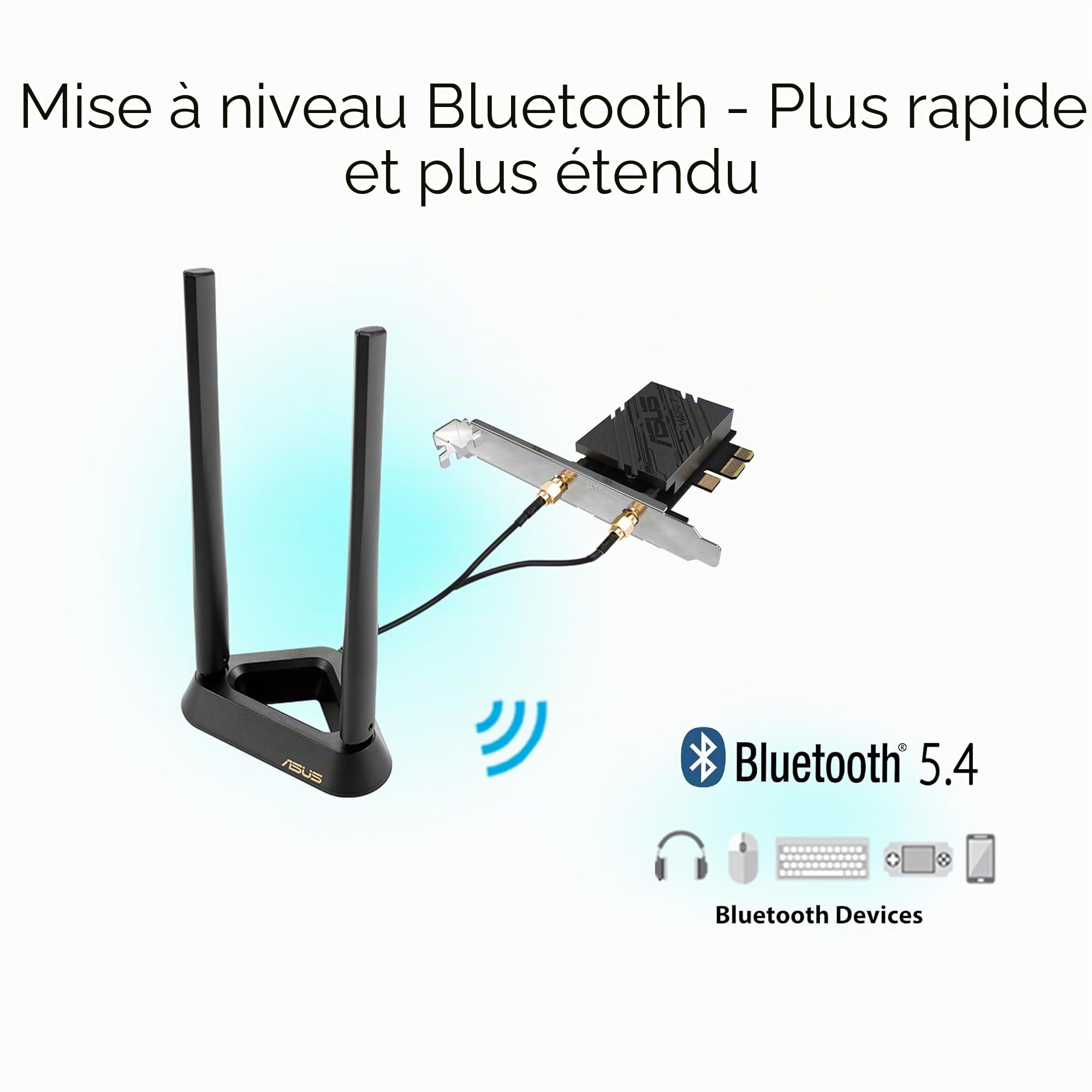 ASUS BE9400 Tri Band PCI-E WiFi 7 (802.11be) Bluetooth 5.4, sécurité réseau WPA3, OFDMA et MU-MIMO, Fonctionnement Multi-Liens, Compatible Uniquement avec Les Cartes mères lntel