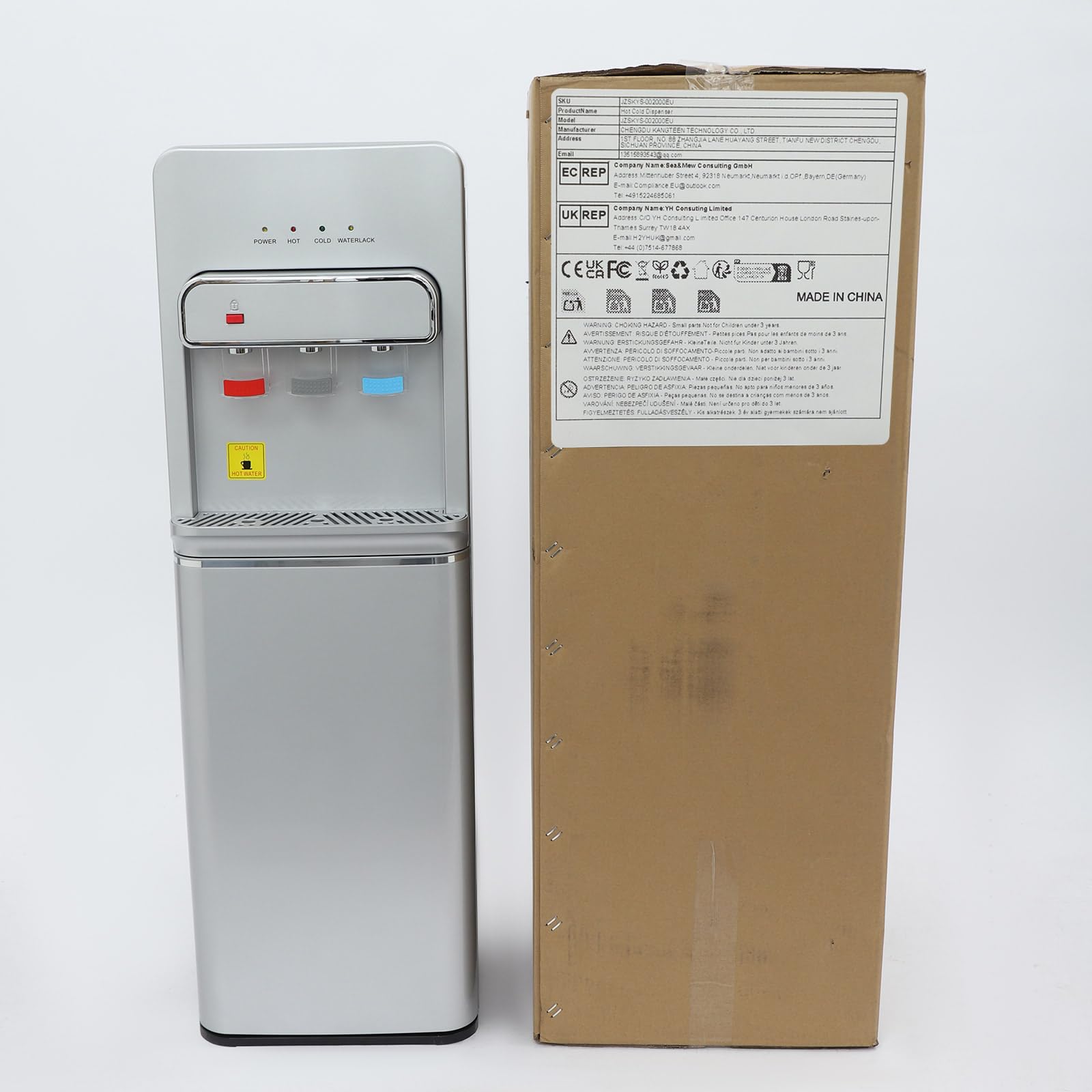Distributeur d'eau chaude électrique 550 W - Double fonction - Avec protection contre la marche à sec - Pour la maison, le bureau, la chambre à coucher, le salon - Argenté