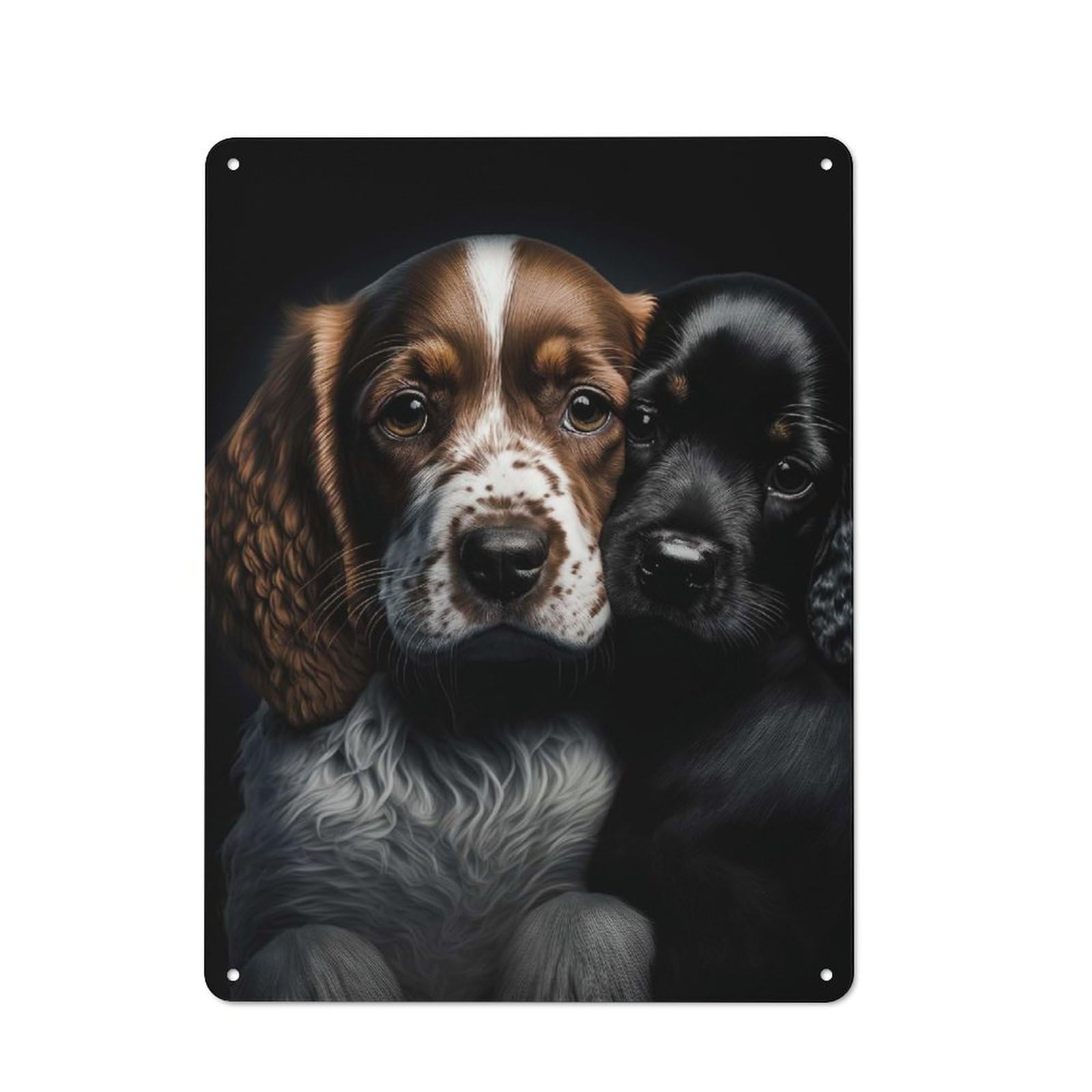 Junmoney English Cocker Spaniel Duo Industrial Metal Wall Sign 40X30cm Featuring Urban Room Decor For Loft, Studio, Office Or Creative Room